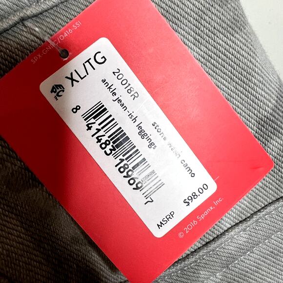 NWT‎ Spanx Stone Washed Camouflage Pull-On Jean-ish Ankle Leggings Size XL - Picture 9 of 11